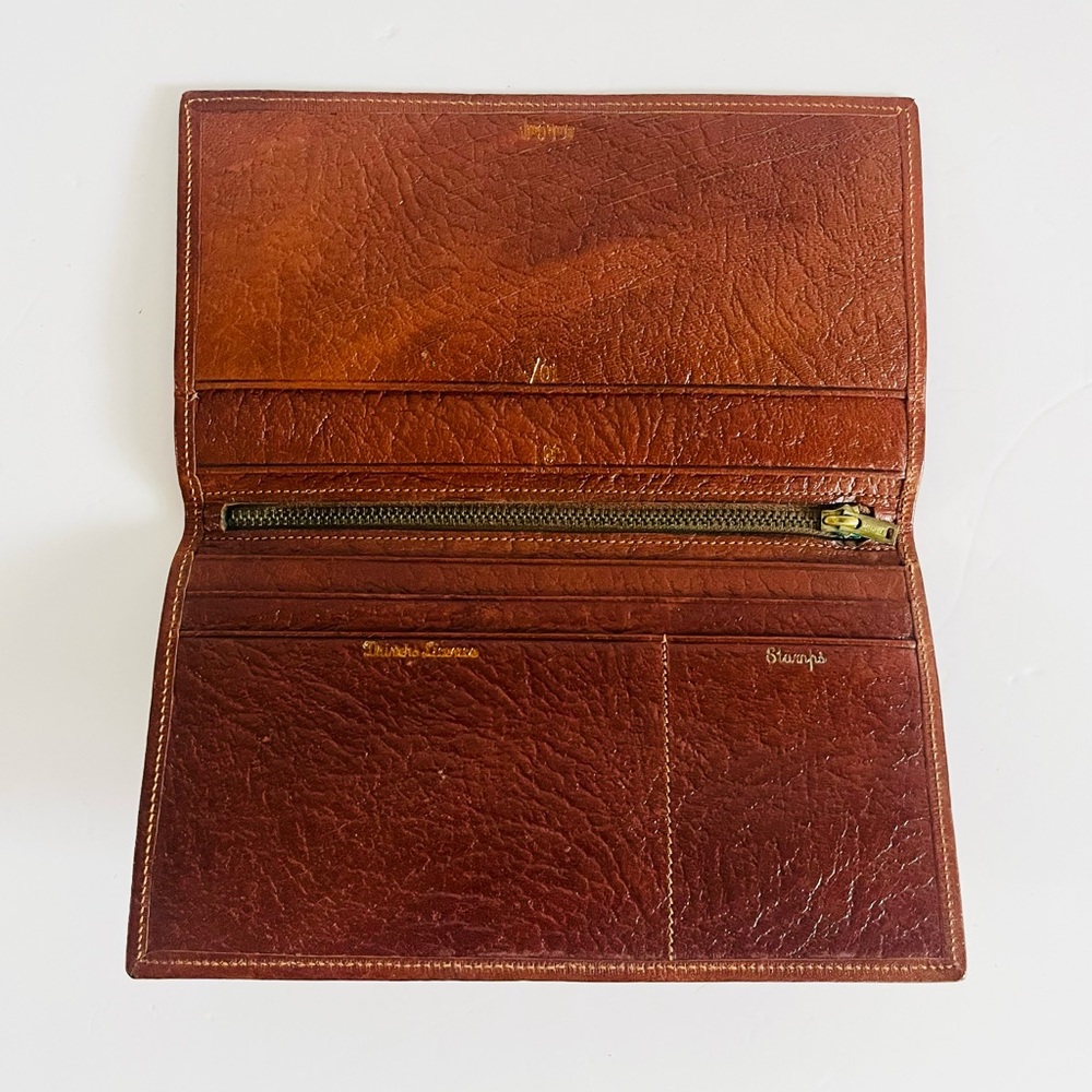 Vintage Leather Wallet + Princess Gardner Key Case Brown Green - Picture 2 of 15